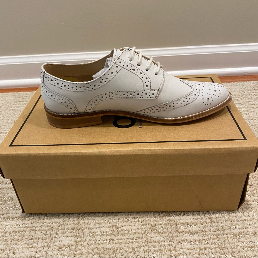 ASOS NIB White Leather Brogue Oxford Shoes lace up size 5 1/2 - Picture 2 of 5